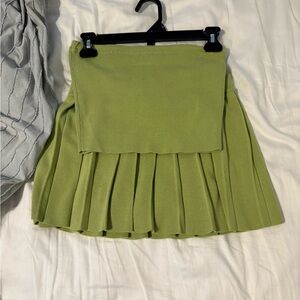 Pleated Green Skirt
